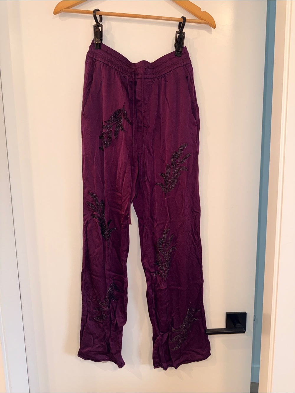 Zara Deep Purple Embellished Work Pants